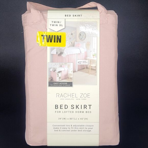 Rachel Zoe Blush Pink Lofted Dorm Bed Skirt Pretty Coquette College 39x80x42 NWT - Picture 6 of 6